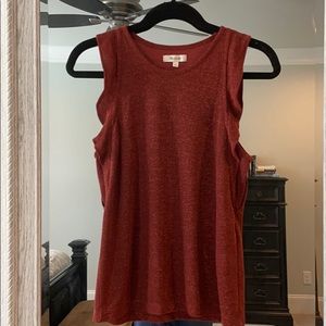 Madewell rust w/ gold shimmering sleeveless top